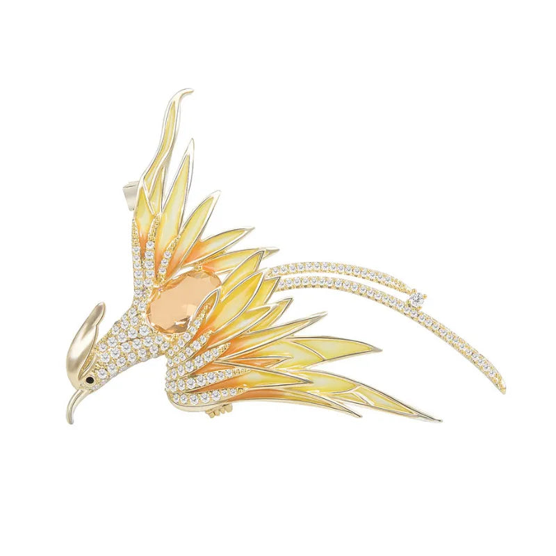 Wholesale Rhinestone Women Gold Plated Zircon Bird Crystal Phoenix Brooch