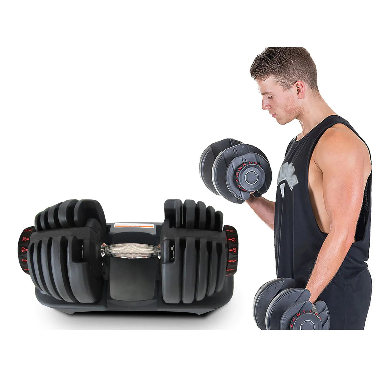 40KG Solid Steel Adjustable Dumbbells Home Fitness Weight Set Space Saver with Conveniently Adjustable Weights