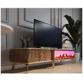 Wooden Electronic Fireplace Coffee Table with Bluetooth Connection Modern Luxury Design Living Room Furniture Panel Style