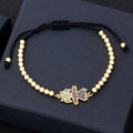 QIKU New Fashion Cute Girl Boy Couple Beaded Bracelet Women Handmade Gold Plated Geometric Adjustable Trendy Zircon Jewelry Men