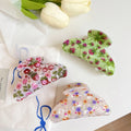 2025 Vintage Floral Acrylic Hair Claw Clip Women's Boho Chic Retro Fashion Hair Grip Accessory New Printed Updo Bun Clip