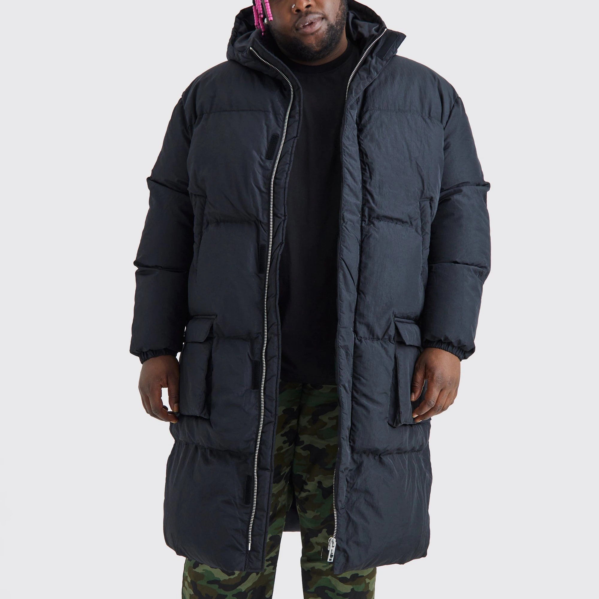 Outdoor Winter Coat Crew Neck Breathable Zipper Hooded Parka PK Men's 90% Goose Down Jacket