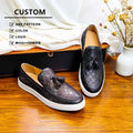 Latest Men's Premium Retro Tassel Casual Shoes Exquisite Embossed Slip-on Flat Soles Single Shoes