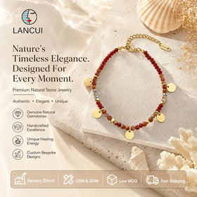 18K Gold Plated Stainless Steel Charms Women Fashion Bohemia Style Gemstones Beads Handmade Bracelet Jewelry