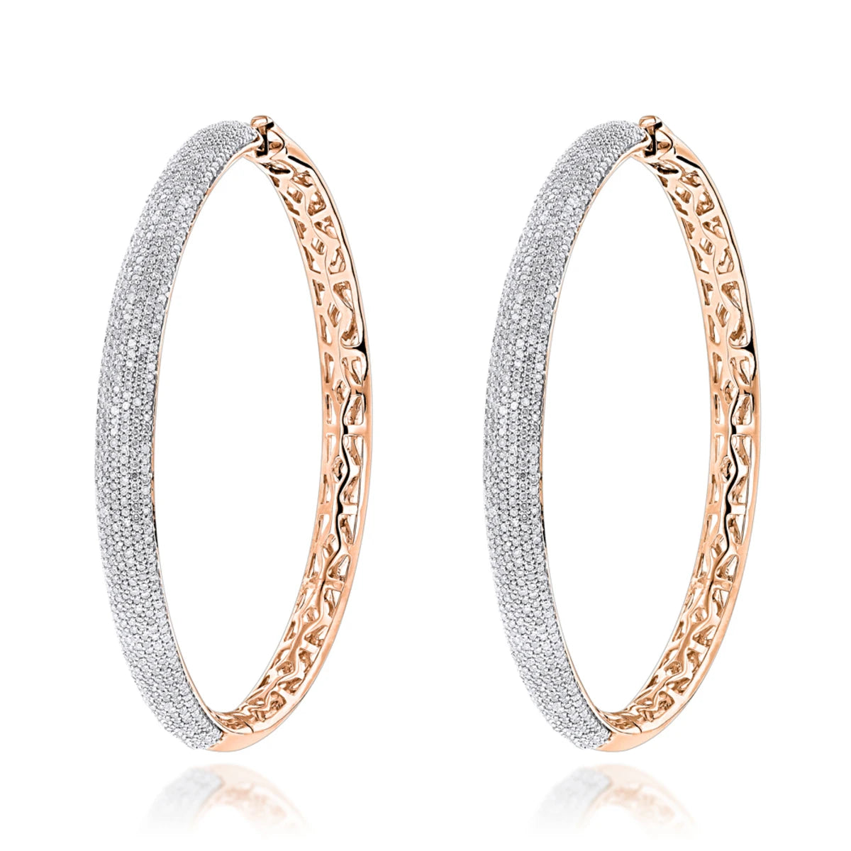 2 Inch Elegant and Luxurious 2.2ct 14K Yellow Gold Lab Grown Diamond Hoop Earrings Ethnic Style IGI Certified