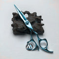 Professional Blue Hair Salon Scissors Steel Handle Stainless Steel Blade Straight Thinning Shears for Haircut for Hairdressers