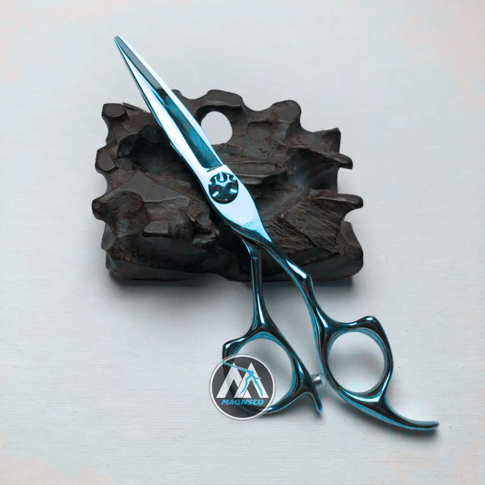 Professional Blue Hair Salon Scissors Steel Handle Stainless Steel Blade Straight Thinning Shears for Haircut for Hairdressers