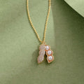 Funny Design Gold and Silver Plated Shining Zircon with Pearl Bean Pod Shape Pendant Necklace Trendy Collarbone Chain for Gift