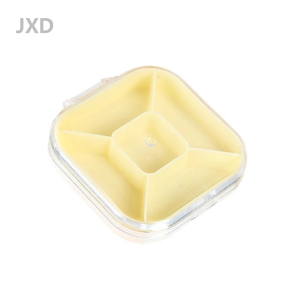 JUXINDA Portable 5-compartment Pill Dispenser Travel Pill Dispenser Transparent Plastic Box logo Printable