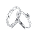 FDJZ-168 925 Sterling Silver Simple Love Heart Zirconia Wave Sparkling Finger Adjustable Couple Ring for Women Female Jewelry