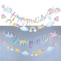 Unicorn Party Happy Birthday Paper Banner Hanging Garland Flag Unicorn Theme Kids 1st Birthday Party Decorations Banner