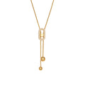 Wholesale Adjustable Tassel Necklace Stainless Steel Collarbone Choker with Round Beads CZ Stones