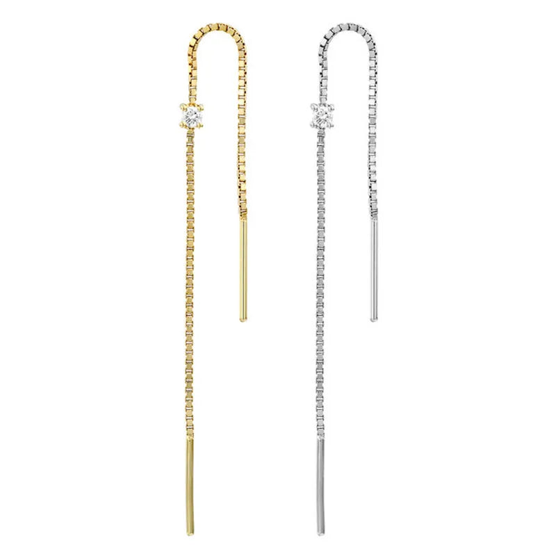 Low MOQ Wholesale Jewelry Threader 925 Sterling Silver Earrings Long Chain