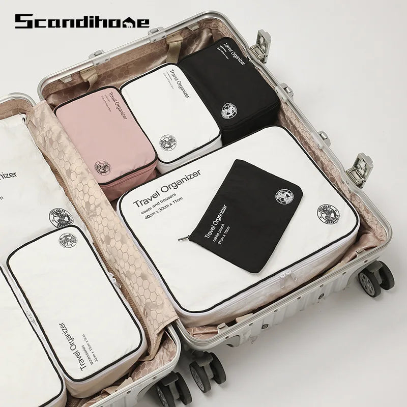 Fashionable Characters Mini Polyester Foldable Travel Organizer Set Convenient Zipper Packing Cubes for Suitcase for
