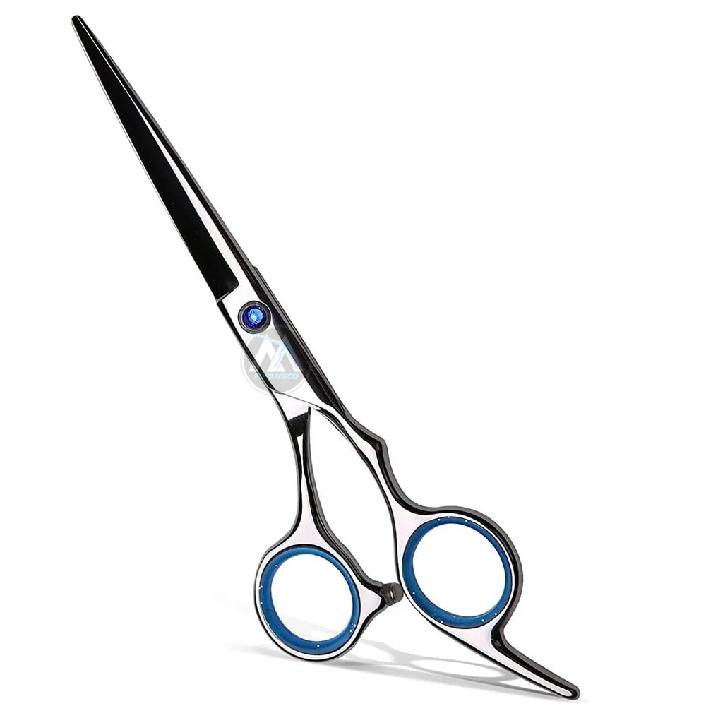 Professional 6.5 Inch Right-Hand Blue Hair Cutting Scissors 440C Stainless Steel Salon Hair Shears Hand Sharpened 28 Teeth