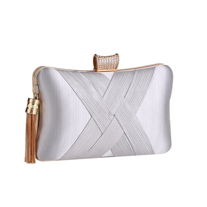 Wholesale Women's Evening Clutch Bags Silk Party Bridal Handbags Wedding Satin Purses With Tassel