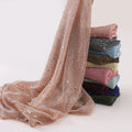 New Sequined Veil Solid Color Shiny Sequined Polyester Scarf for Head Covering Simple Long Scarf.