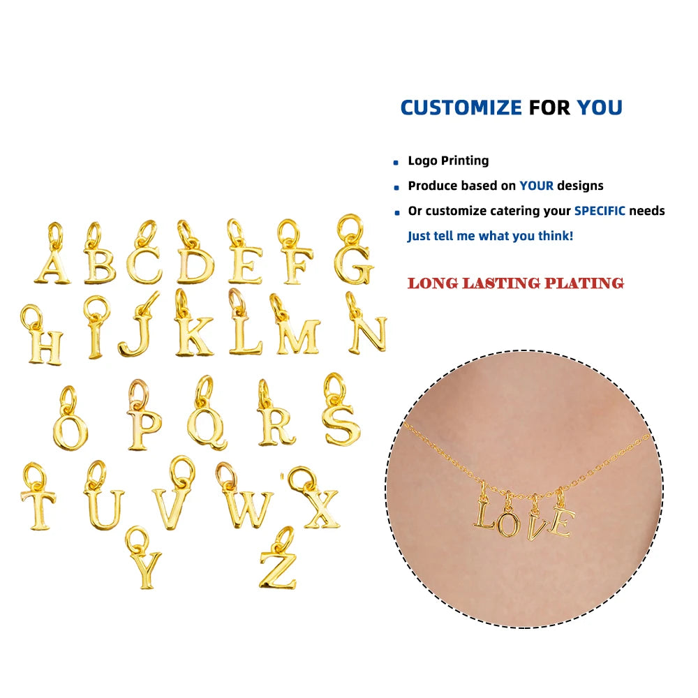 HY-P0041 925 Sterling Silver 26 Letter Niche Mini English Name Diy Fine Jewelry Alphabet Pendant for Necklace Women Ladies