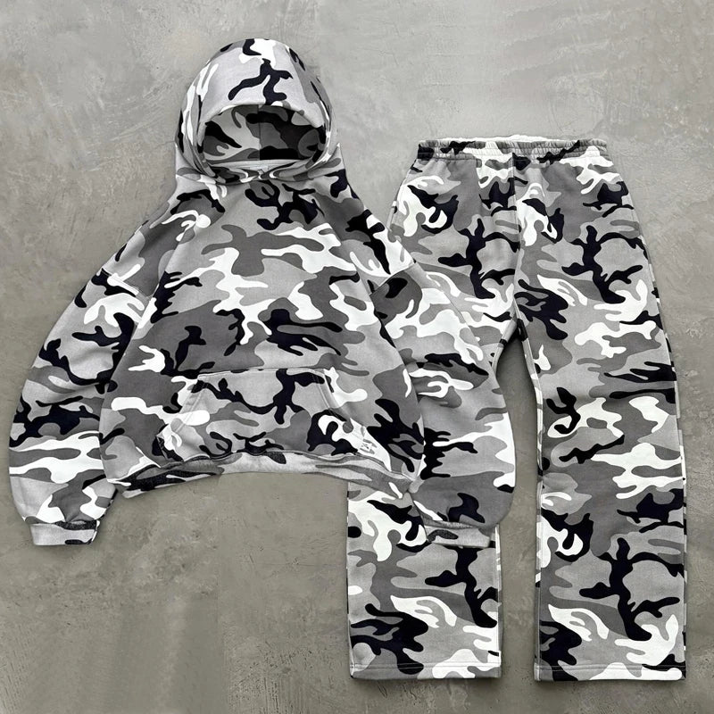 Custom Mens Tech Fleece Tracksuit Set High Quality Camouflage Real Tree Camo Hoodie and Pants Set Sweatpants and Hoodie Set