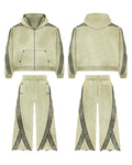 2025 Cotton French Terry Screen Printing Hoodies Flare Pants Panels Street Wear Acid Wash Men's Plus Size Tracksuits Breathable