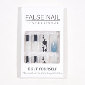 Factory Price Wholesale 24Pcs ABS French Coffin Long Full Cover Press-On Nails for Fingers Press Packaging Box Nail Glue
