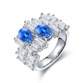 2025 New Design 1.88CT Lab-Grown Cobalt Spinel Halo Ring 925 Sterling Silver Halo Anniversary Ring for Women Wedding Engagement