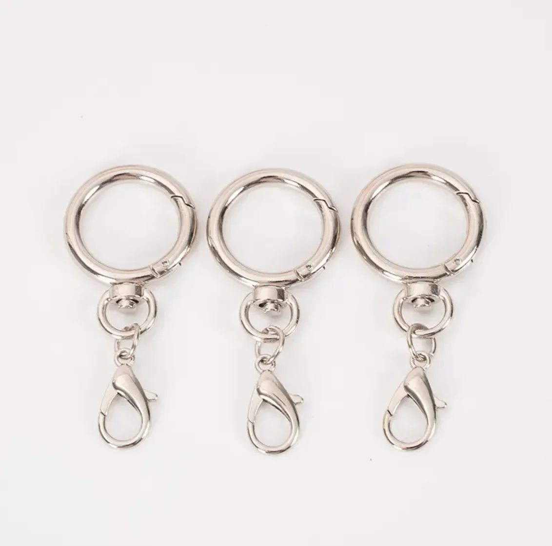 Metal Round Spring Keychain Lobster Clasp Lobster Claw Clasps Hook O Shape Keychain Ring O-ring Keychain Rotating Spring Keyring
