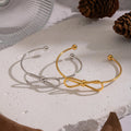 Stainless Steel Bangle Fashion Bracelet Simple Bow Knot Open Bangle Women Trendy Daily Wear Stylish Waterproof Stainless Steel