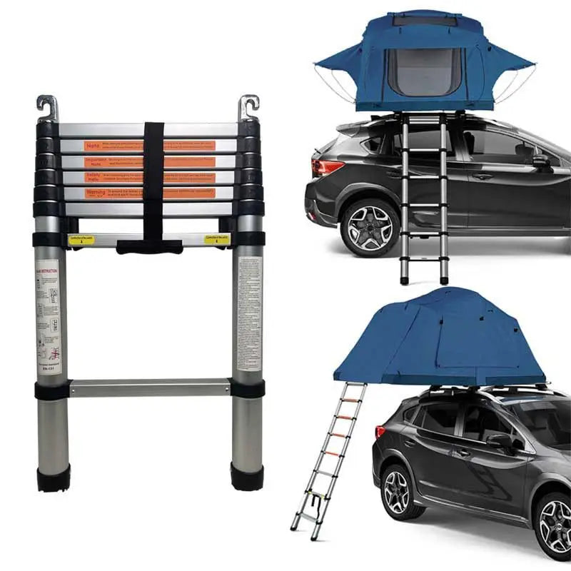 Portable Tent Ladder Outdoor Multifunctional Telescopic Thickened Aluminum Folding Ladder 150kg Load Capacity 7 Steps Exterior