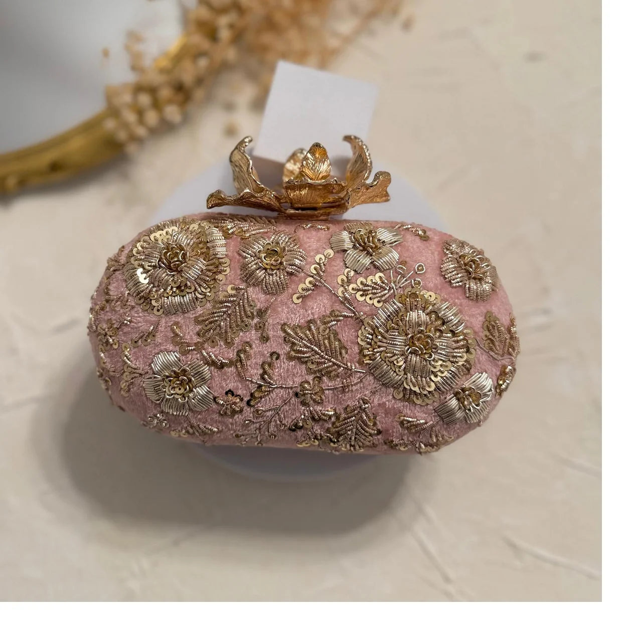 Custom Made for Coloured Floral Designed Waterproof Hand Embroidered Evening Clutches Stone Pattern Fashion Accessories