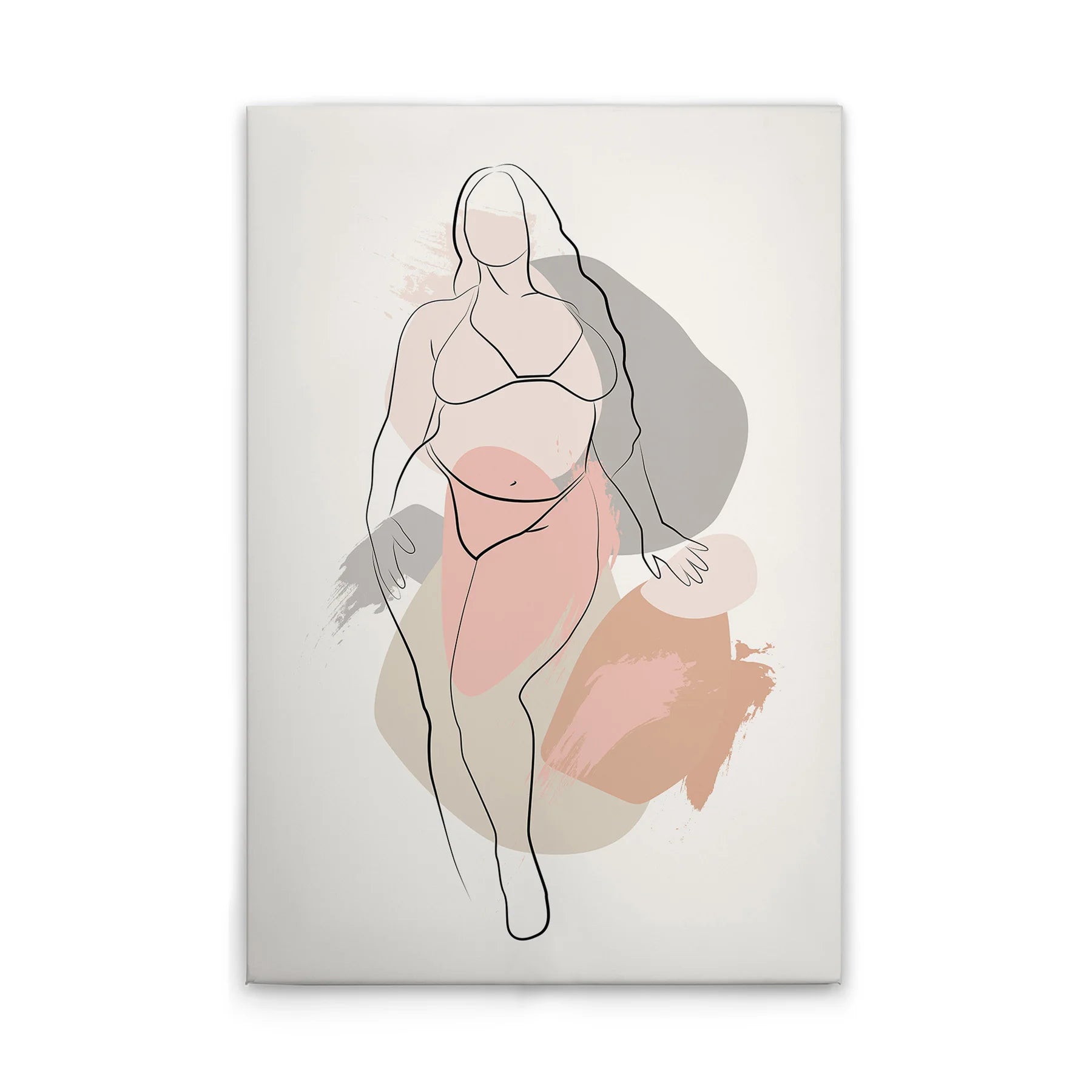 Made In Germany - Home Decor Canvas Picture Bodyline Positivity - Wall Painting Mural In White And Black - Stretcher Frame Art