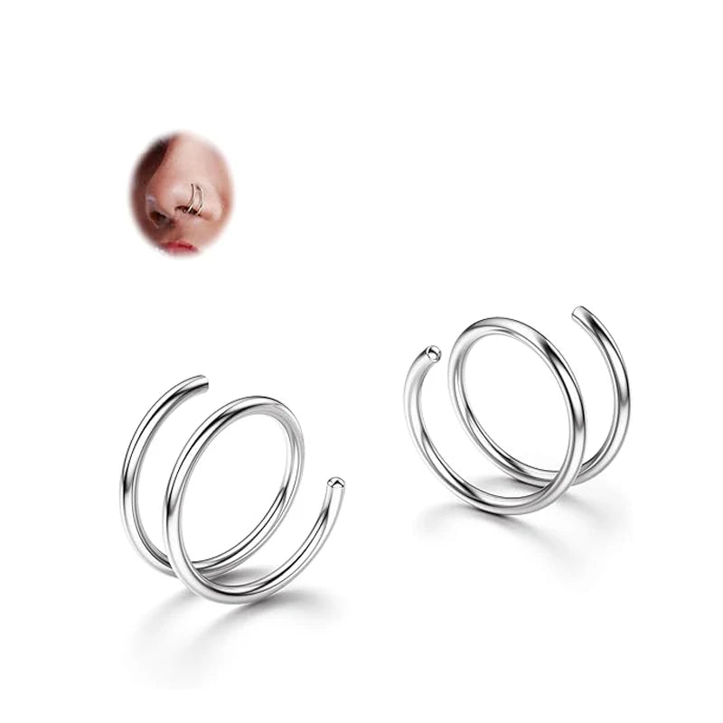 F136 Titanium Double Nose Ring Seamless Bendable Hoop Gold Plated Labret Piercing Wedding Implant Grade Cartilage Earring