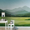 Germany Made Modern Photo Wallpaper Mountains Green Blue Grey Non Woven Vinyl Wall Mural for Bedroom Hospital 0.53x20.10m