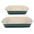 Bergner EXCALIBUR Set of 2 Rectangular Stoneware Oven Dishes in Green