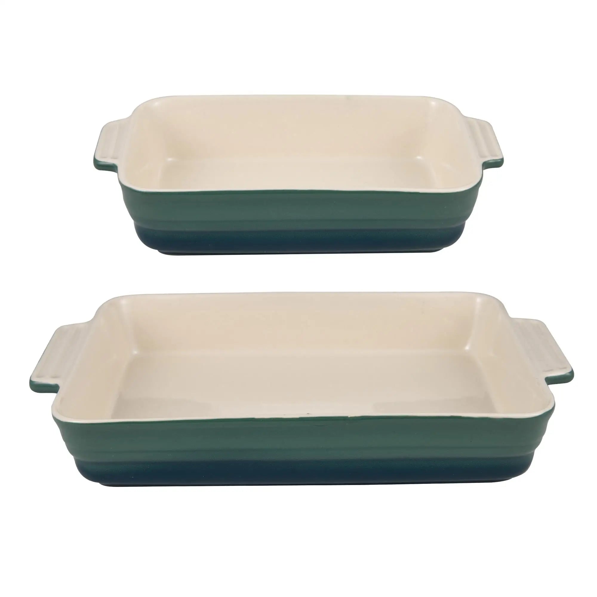 Bergner EXCALIBUR Set of 2 Rectangular Stoneware Oven Dishes in Green