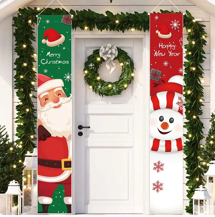 Microstar Christmas Decorations Hanging Flag Outdoor Banner Nutcracker Door Sign Wall Porch Banners Navadad 2024
