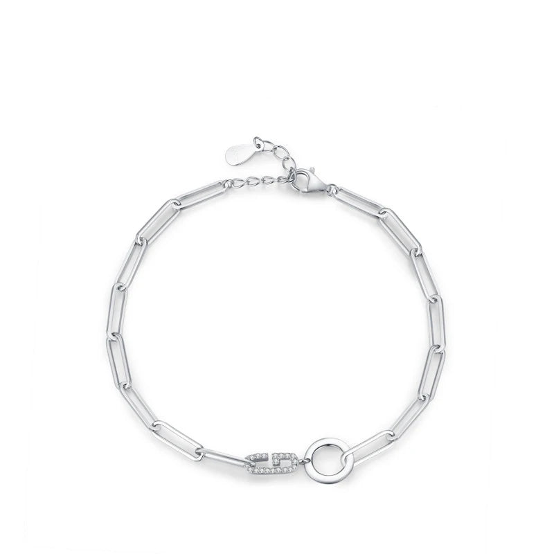 SL1688 925 Sterling Silver Geometric Design Bracelet Chain Link for Women Basic Bracelet for Female Fine Jewelry Wedding Gift