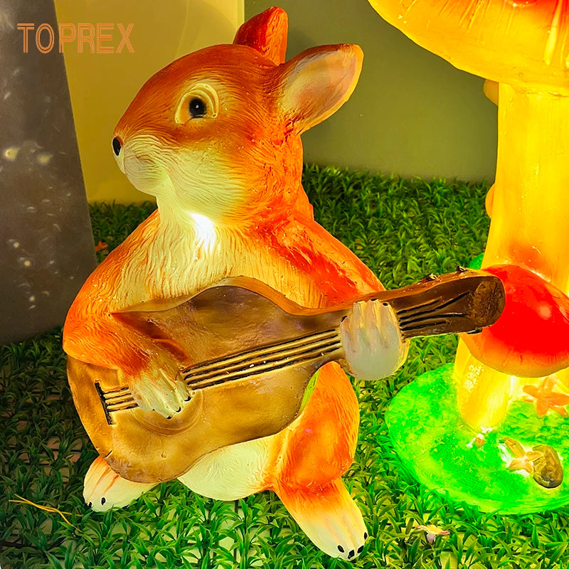 Outdoor Powered Lawn Landscape Resin Figurine Statue Decorative Garden Animal Shaped LED Lighting Holiday Lighting Garden Light