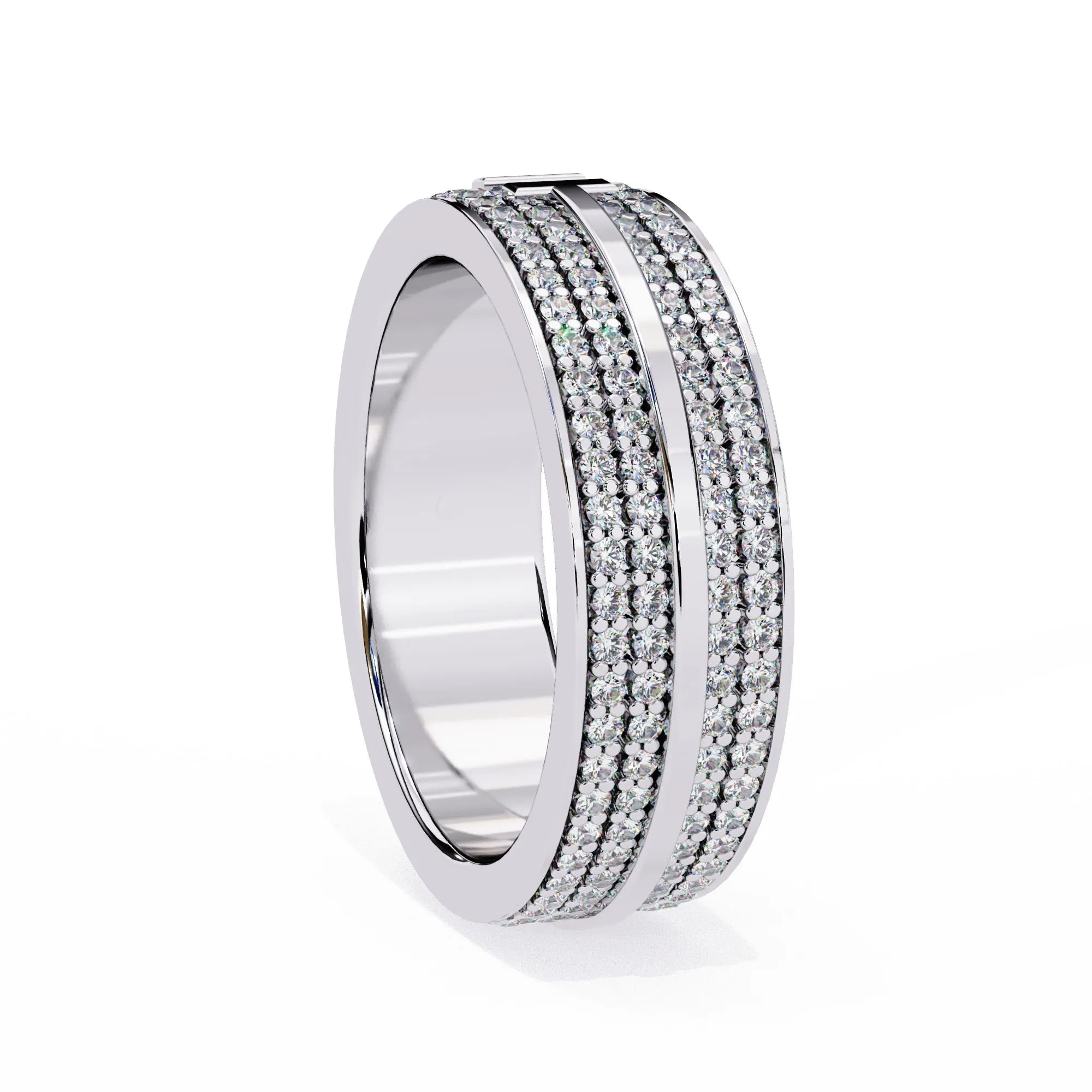Lab-Grown Diamond T-Wide Pave Settings Ring IGI Certified 14K Gold Plated Full Eternity Band for Women Men Classic Wedding Ring