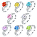 Unique Fine Jewelry Colorful 3a Zirconia Rings Diamond Engagement Promise Eternity Ring 925 Sterling Silver Rings Wholesale