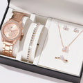 Fenyi Wholesale Jewelry Fashion Classic Business Necklace Earrings Ring Bracelet Diamond Disc Ladies Watch Five-piece Set MegaBDM