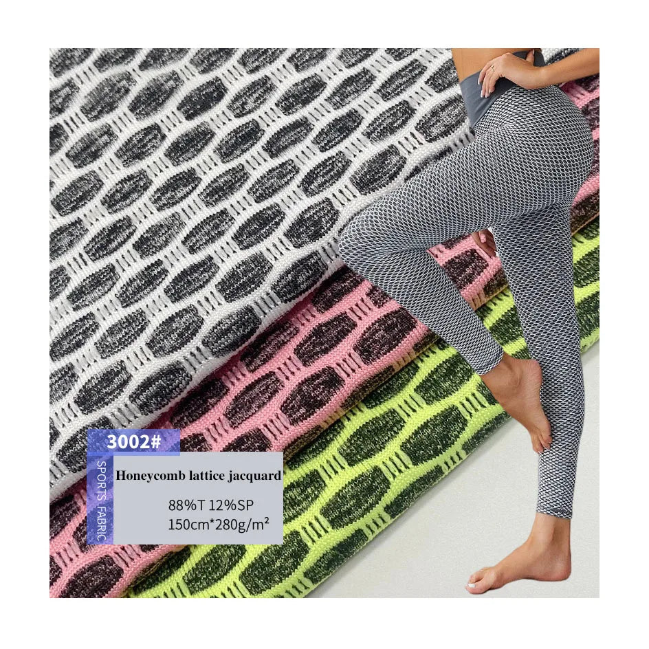 Hot Selling Elastic Sports Fitness Yoga Clothing 100% Nylon Jacquard Honeycomb Lattice Pointelle Fabric Ripstop Style
