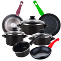 MAGEFESA Kenia 7-piece cookware set in vitreous enamelled steel with frying pans (18/22/26 cm) SAN IGNACIO Jolie forged aluminum