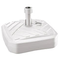 Square polyethylene umbrella base with striped design 39 x 39 x 13 cm in white