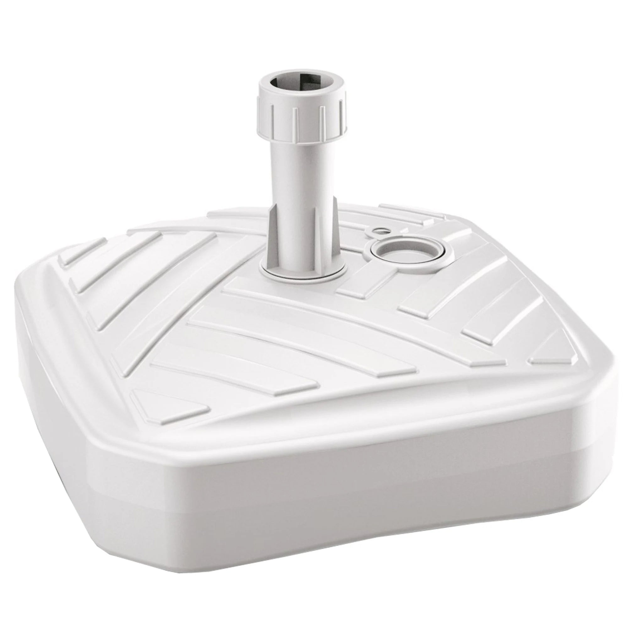 Square polyethylene umbrella base with striped design 39 x 39 x 13 cm in white