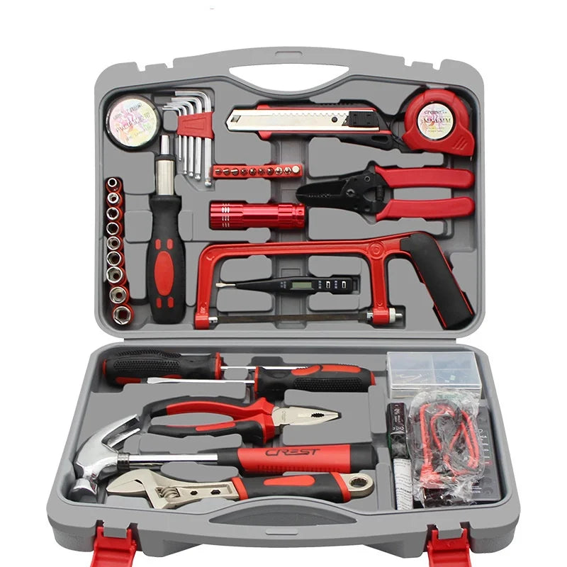 Industrial Use 1 Set Hand Tool Kit with Hard Case Storage Chrome Vanadium Steel Socket and Wrench Sets