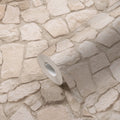 Made in Germany Modern Stone Beige Brown Wallpaper Rolls-Paper Wallpaper Bricks for Living Room & Hotel Use 1005x053m