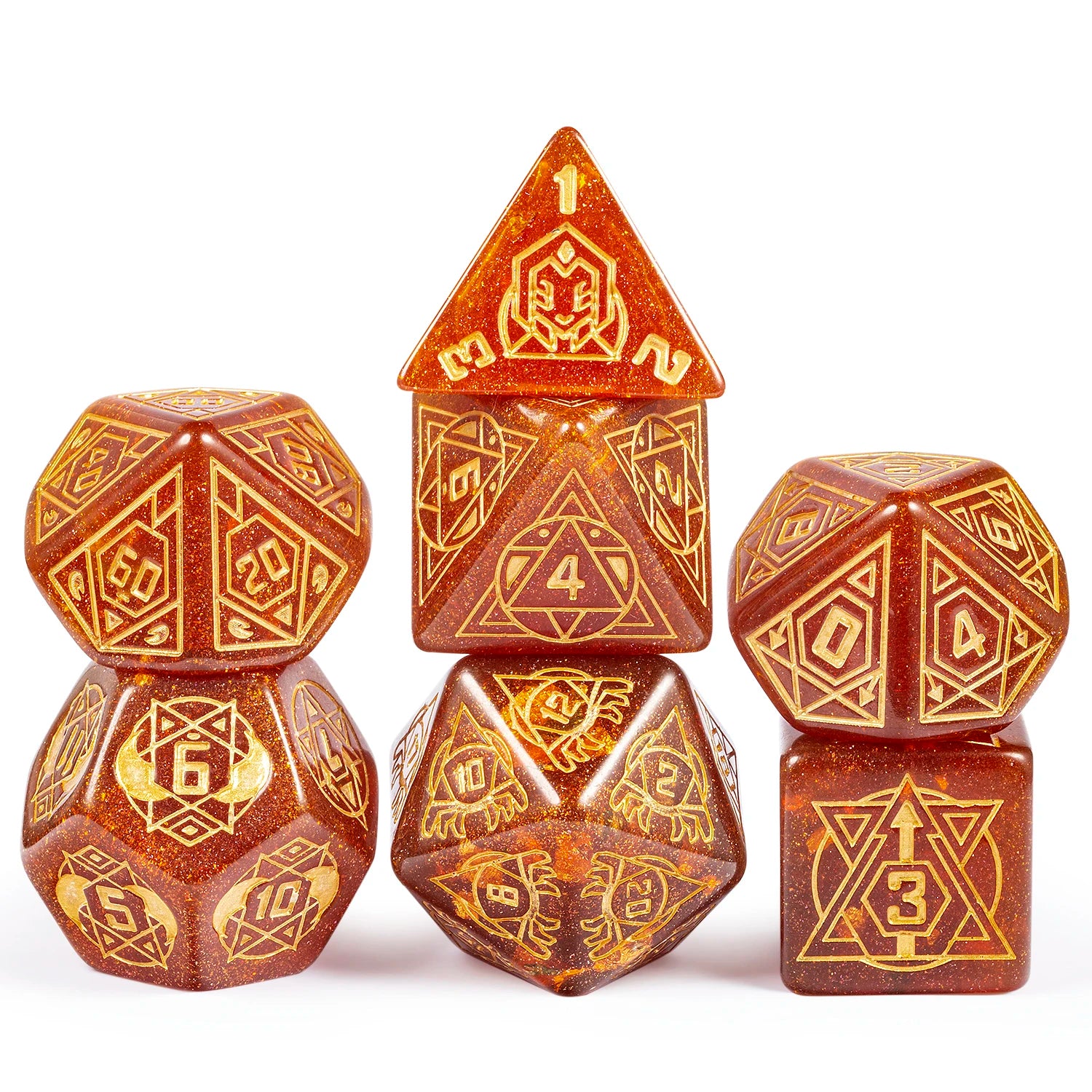Hot Sale 25mm 7 PCS DND Polyhedral Resin Dice Set with Metal Box for Dungeons and Dragons Brown