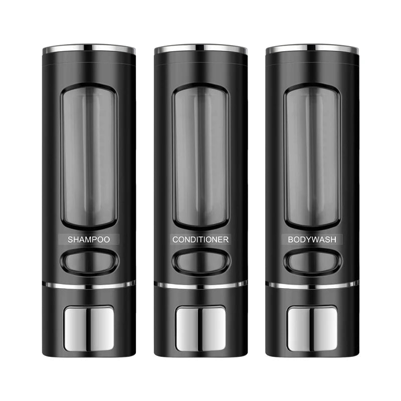 Wall Mounted Plastic Large 3 Chamber Hand Liquid Shower Soap Shampoo and Conditioner Dispenser