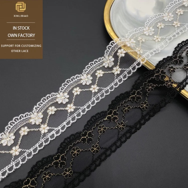 Platinum Polyester Filament Mesh Lace Clothing Home Fabric Accessories Embroidery Water-soluble Polyester-gloss Barcode Lace
